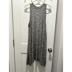 Maeve Emerson Swing Dress Medium Anthropologie Black Space Dye Ribbed Jersey